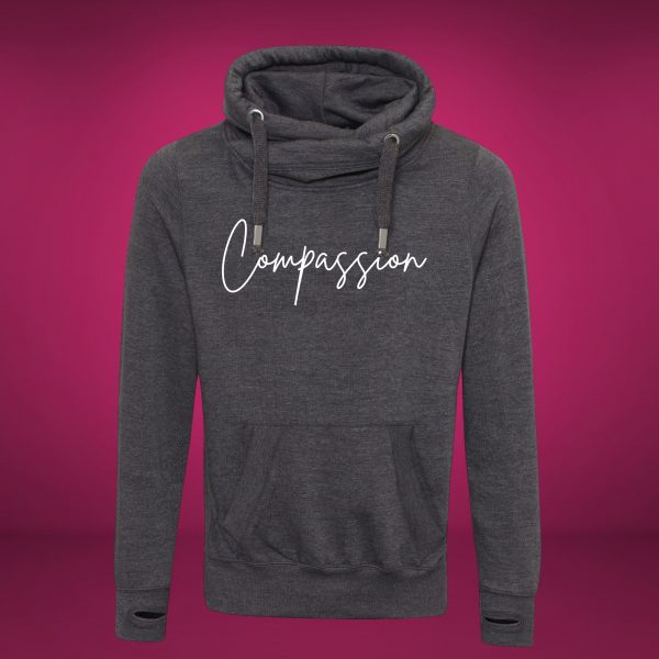 compassion cross neck hoodie