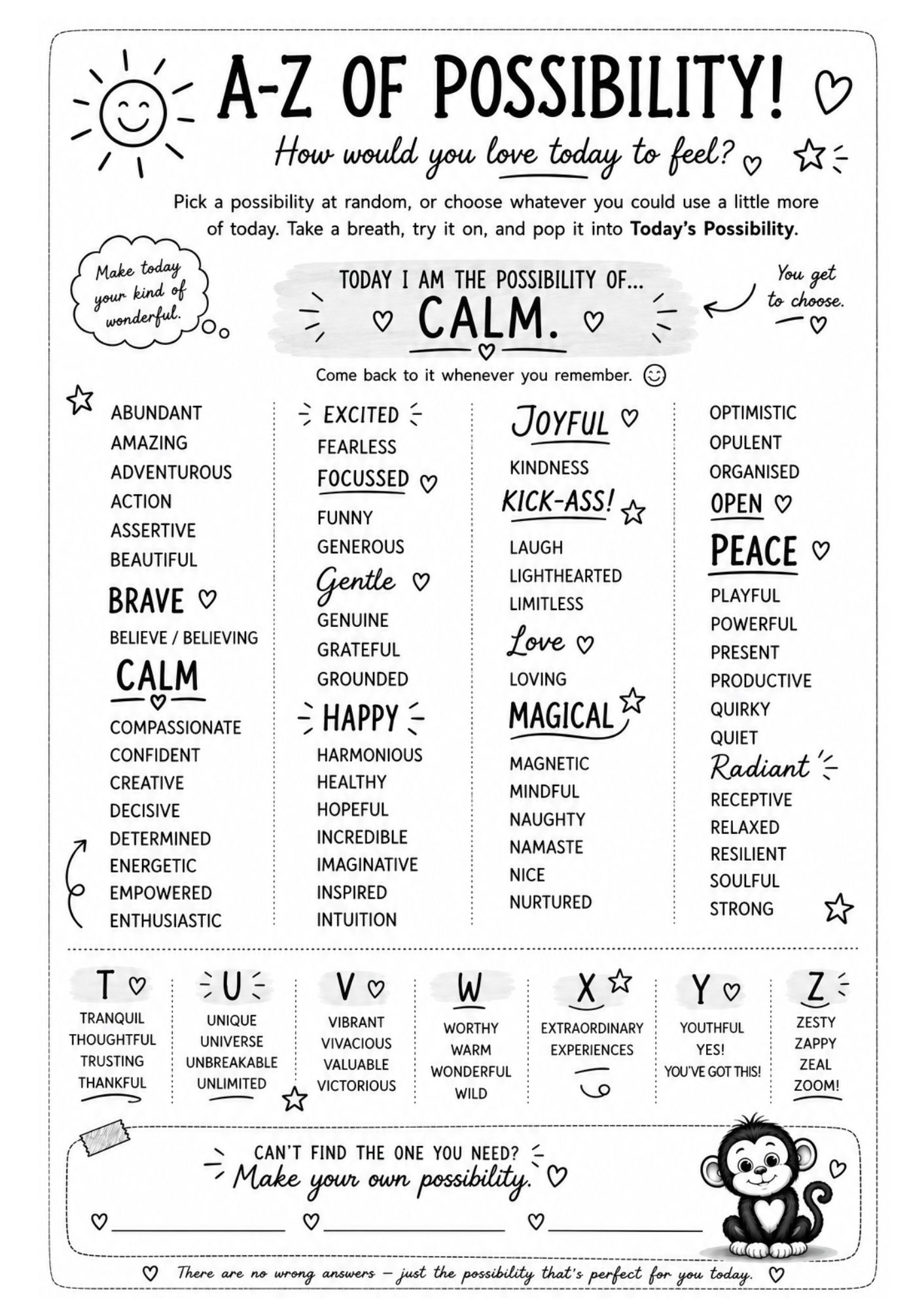 a-z of possibilites
